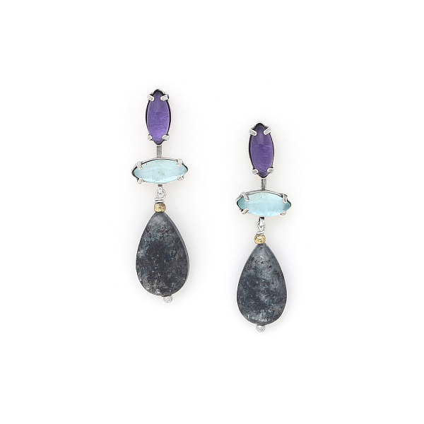 Серьги Gotborg (Ракушка, кианит, 5 см) 12-90455 Франция Nature Bijjoux