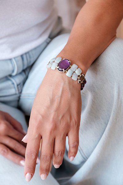 Браслет Gotborg (Аметист, перламутр, гранат, аквамарин) 13-44392 Франция Nature Bijjoux