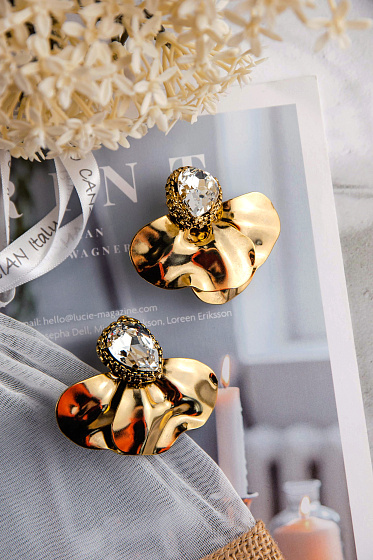 картинка Серьги (кристалл прозрачный, 5.2х3.8 см, 36 гр.) Италия Claudio Canzian 002 02 861 ювелирный  магазин Калина являющийся официальным дистрибьютором в России 