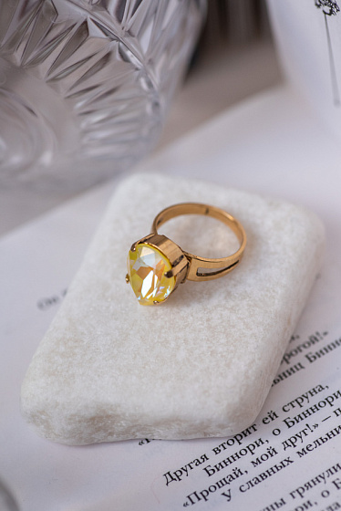 картинка Кольцо Капля мал. (кристалл - желтый,1,8х1,4 см, высота 0,8 см ) Италия  Claudio Canzian 002 01 185 ювелирный  магазин Калина являющийся официальным дистрибьютором в России 