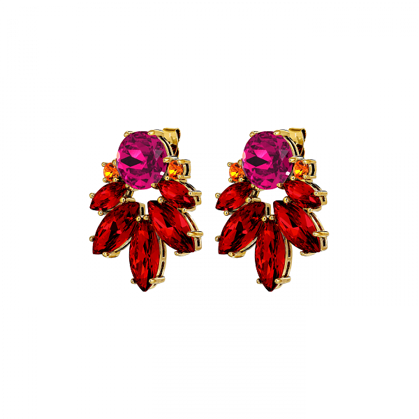 Серьги DRAGO (кристалл красный, оранжевый, г/п: золото, 3,5х2,5 см) Дания DYRBERG/KERN 470064