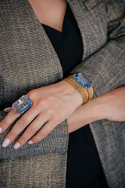 Кольцо (кристалл синий) Италия  Claudio Canzian 002 01 431