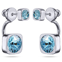 Серьги Теннис (Кристалл аквамарин, г/п: родий, 4 мм, 8 мм) Uvelina SW00 0004R-202E