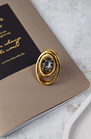 картинка Кольцо Планета (кристалл графит) Италия Claudio Canzian 002 01 379 ювелирный  магазин Калина являющийся официальным дистрибьютором в России 