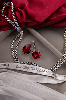 Серьги Капля мал.(кристалл красный 2,6х13,см, 8 г) Италия Claudio Canzian 002 02 230