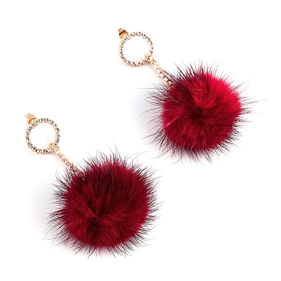 картинка Серьги (Мех норки, кр.Preciosa, латунь. Г/п:золото)  Китай Street Fashion 20111970 ювелирный  магазин Калина являющийся официальным дистрибьютором в России 