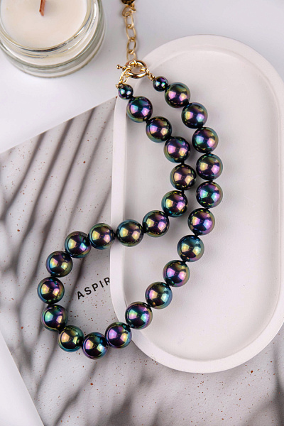 Колье (Майорка павлинье перо, г/п: золото 49 см, d 1.4 см) Испания Madreperla 020 05 083