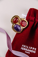 Кольцо (сердолик, аметист, г/п: золото, 4х3.7 см, регулируется) Франция Philippe Ferrandis LOUVRE