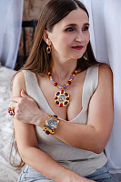 Колье (сердолик, аметист, г/п: золото, серебро, 5.3х5.5 см, регул.) Франция Philippe Ferrandis LOU21