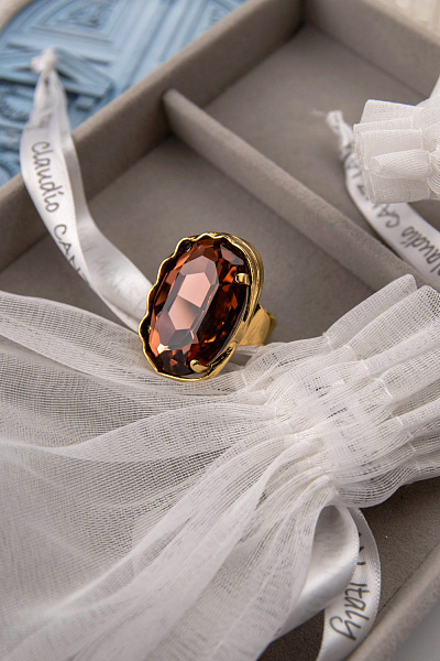 Кольцо Карина (кристалл графит, 3х2х1 см, регулируется) Италия Claudio Canzian 002 01 020