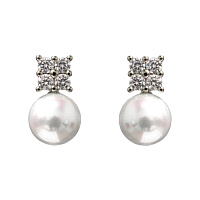 Серьги (кубический цирконий, майорка, г/п: родий, 1,2х0,9 см, 6 гр.) Испания Madreperla 020 02 090