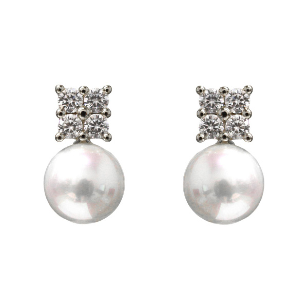 Серьги (кубический цирконий, майорка, г/п: родий, 1,2х0,9 см, 6 гр.) Испания Madreperla 020 02 090