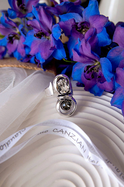 Кольцо (кристалл графит, прозрачный, 3,1х1,6 см) Италия Claudio Canzian 002 01 548