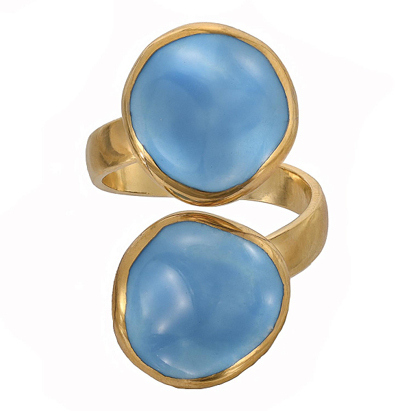 Кольцо (керамика голубой, г/п: золото, размер регул. D 1.5 см) Испания 01901005 Maximilianas 