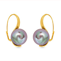 Серьги (Майорка, серо-коричневый, г/п: золото) MK12 0001-9 Uvelina