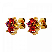 Пусеты BILLIS (кристалл красный, фуксия, желтый, г/п: золото, 1х1см) Дания DYRBERG/KERN 470139