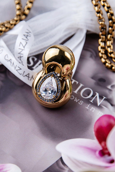 Кольцо (кубический цирконий, 4.1х2.5 см., регулируется) Италия Claudio Canzian 002 01 600