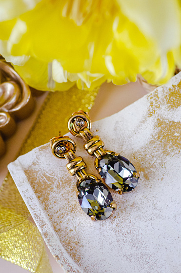 картинка Серьги (графитовый кристалл, 4.1х1,3 см, 13 гр.) Италия Claudio Canzian 002 02 313 ювелирный  магазин Калина являющийся официальным дистрибьютором в России 