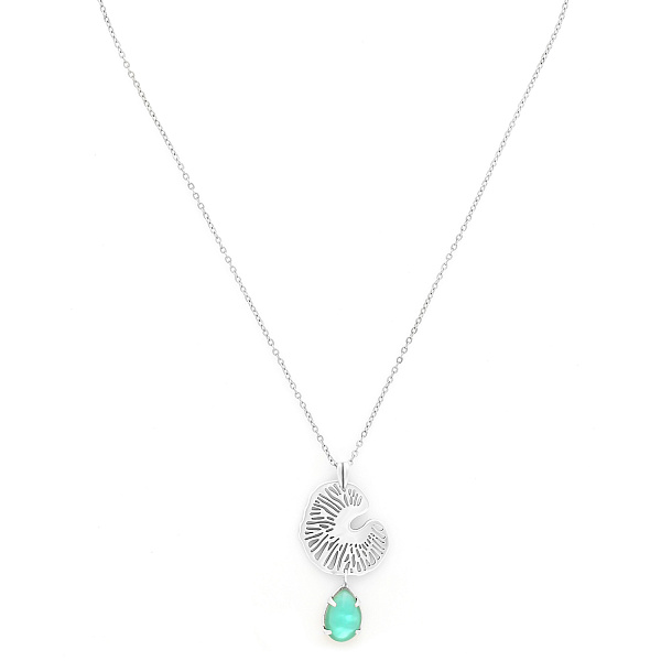 Колье WATER LILY (кристалл зеленый, 48 см,6,95 гр, г/п: серебро) 15--31863 Франция Ori-Tao