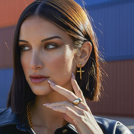 картинка Серьги VIDDA, Liberty, с подвеской в форме креста, VD22-01352 (золотистый) ювелирный  магазин Калина являющийся официальным дистрибьютором в России 