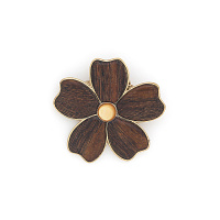 Брошь Botanic (перламутр, эбеновое дерево, г/п: золото, 4,5х4,8 см) 10-23934 Франция Nature Bijjoux 