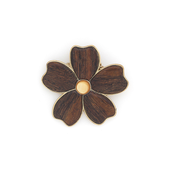 Брошь Botanic (перламутр, эбеновое дерево, г/п: золото, 4,5х4,8 см) 10-23934 Франция Nature Bijjoux 