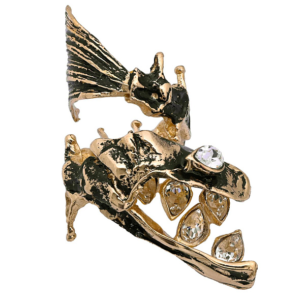 Кольцо Рыба (кристаллы прозрачные, г/п: золото, регулир.) Греция Kalliope 022 01 062