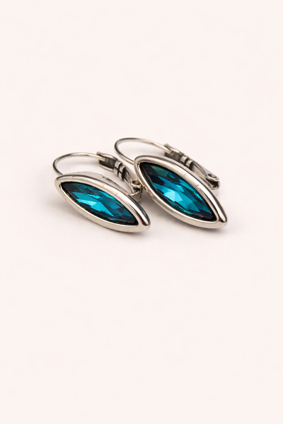 Серьги Ciclon 264603-07 (кристалл бирюзовый, г/п: серебро, 2.3х0.7 см) Испания Vaina 