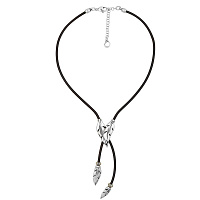 Колье Ciclon (г/п: серебро, натуральная кожа) 232817 Испания Savage