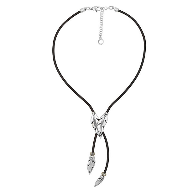 Колье Ciclon (г/п: серебро, натуральная кожа) 232817 Испания Savage