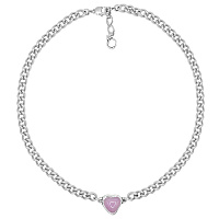 Колье муранское стекло - розовый, г/п: серебро, 45+6 см 241807-38 Испания Ciclon New Cuore