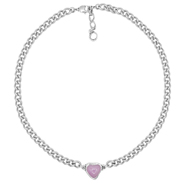 Колье муранское стекло - розовый, г/п: серебро, 45+6 см 241807-38 Испания Ciclon New Cuore