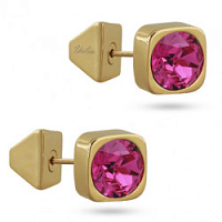 Пусеты Теннис (кристаллы фуксия, г/п: золото 8 мм) Uvelina SW00 0010G-502E