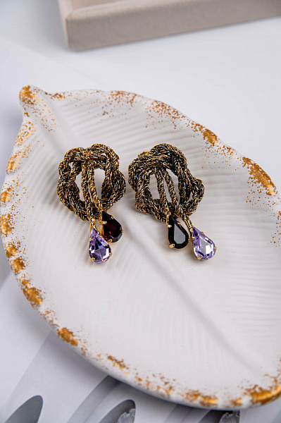 Серьги Хромосомы (кристалл пурпурный, сиреневый) Италия Claudio Canzian 002 02 683